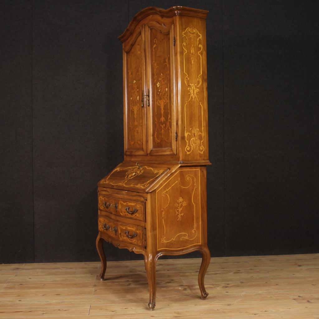 20th Century Inlaid Wood Italian Louis XV Style Trumeau Desk, 1960 For Sale 5