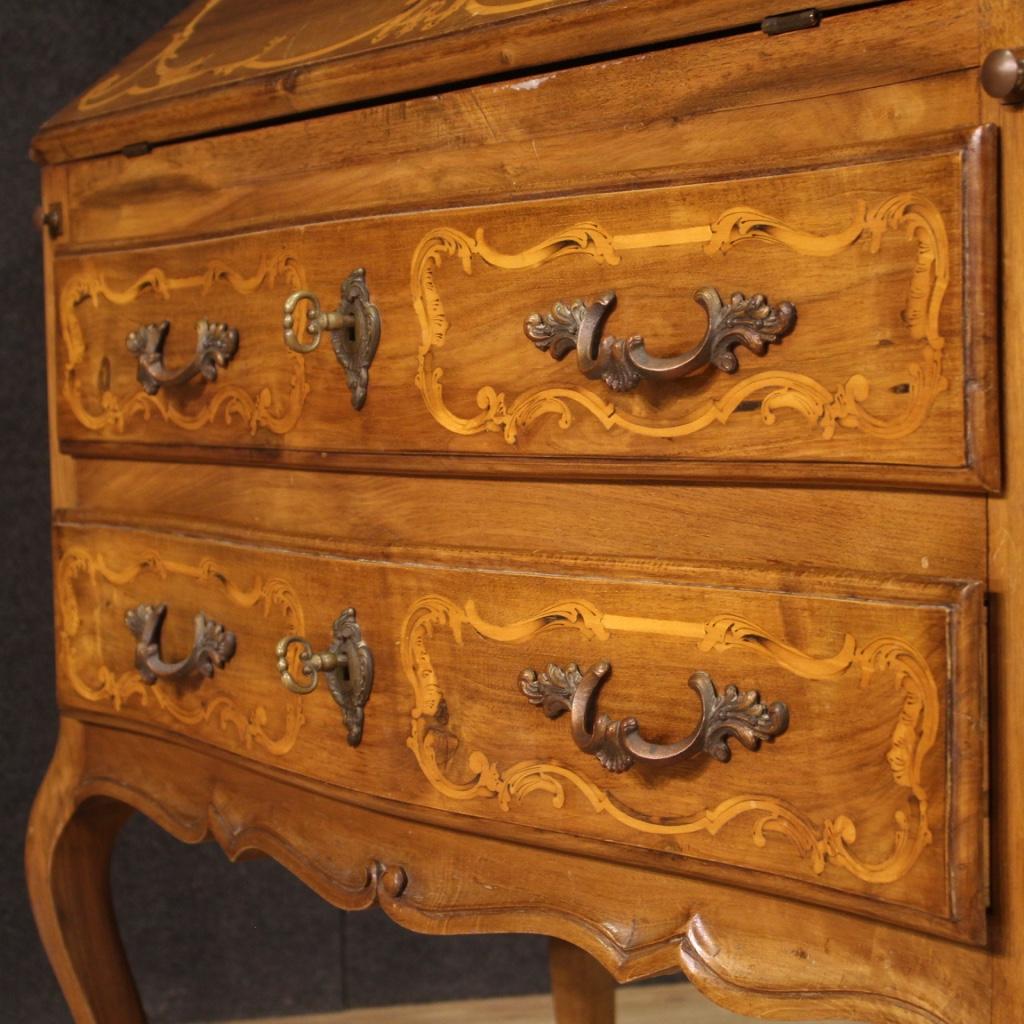 20th Century Inlaid Wood Italian Louis XV Style Trumeau Desk, 1960 For Sale 6