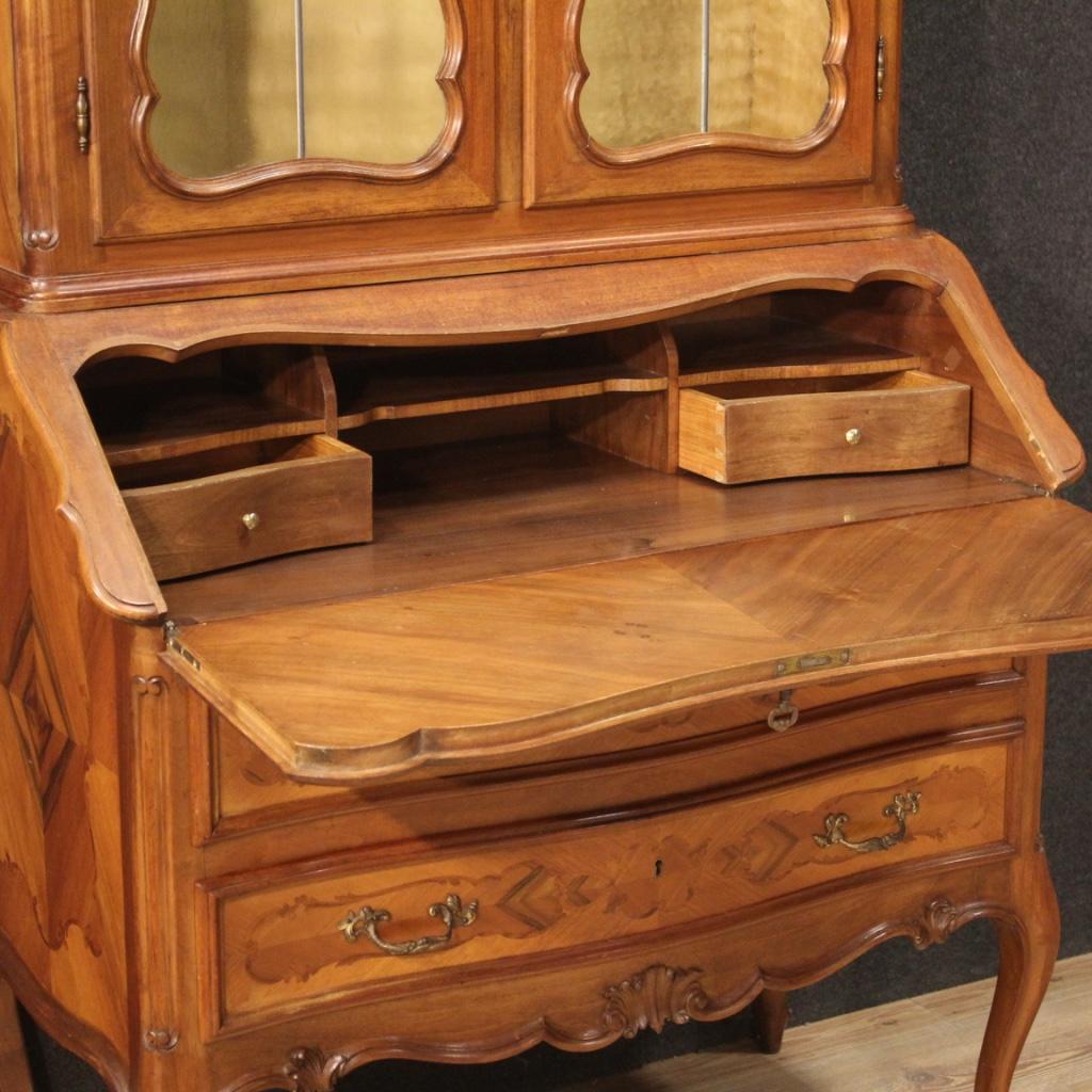 20th Century Wood Italian Vitrine Double Body Trumeau Desk, 1950s For Sale 7
