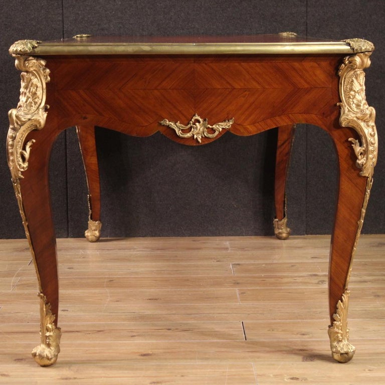 Brass 20th Century Wood Louis XV Style French Writing Desk, 1920 For Sale