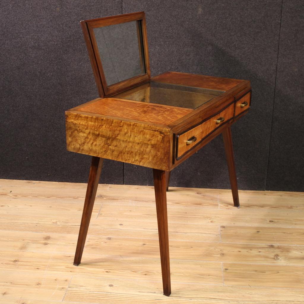 20th Century Wood Modern Italian Design Dressing Table Console with Mirror, 1970 en vente 6