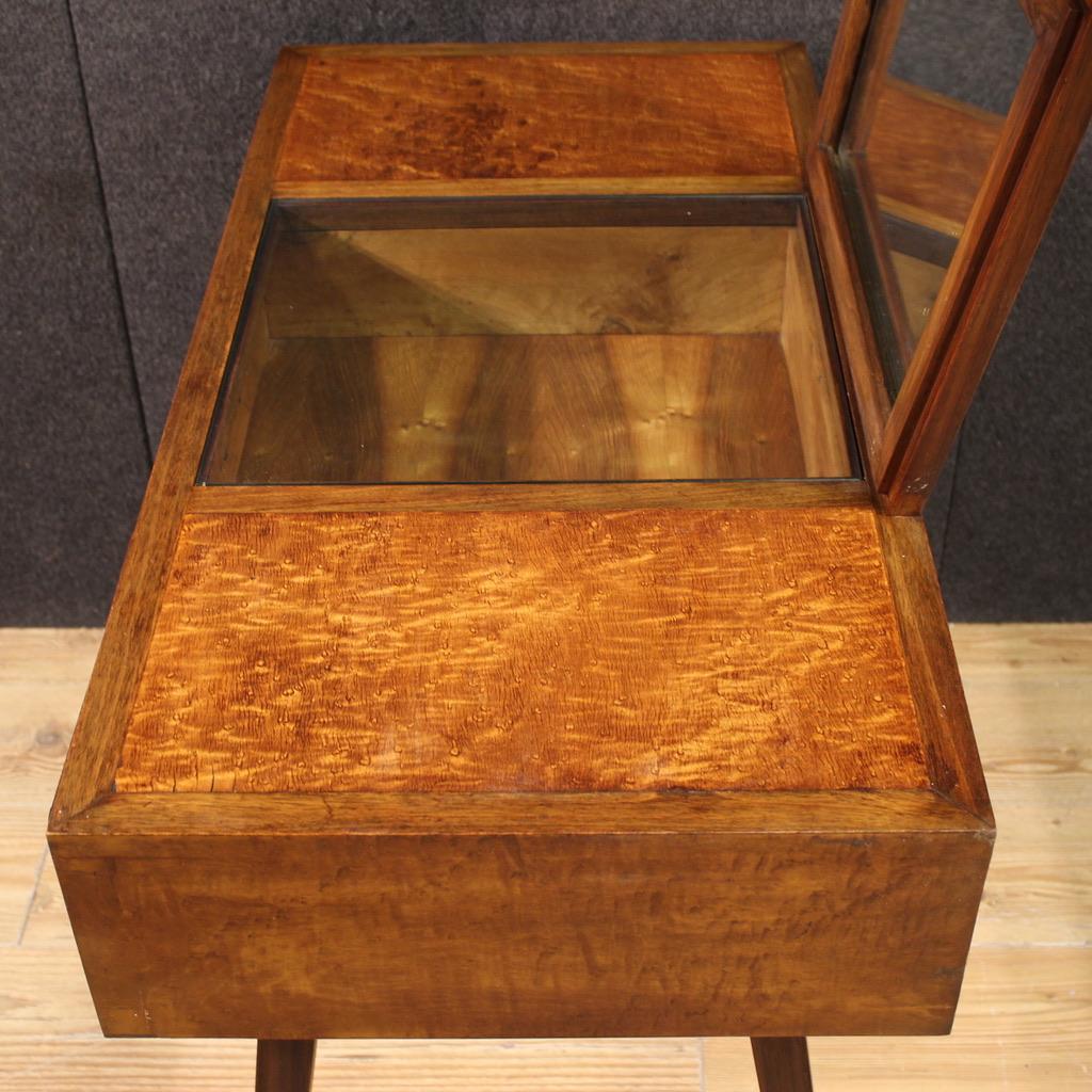20th Century Wood Modern Italian Design Dressing Table Console with Mirror, 1970 Bon état - En vente à Vicoforte, Piedmont