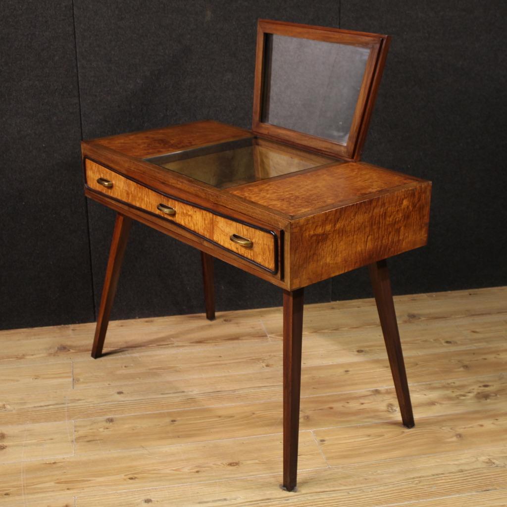 Miroir 20th Century Wood Modern Italian Design Dressing Table Console with Mirror, 1970 en vente