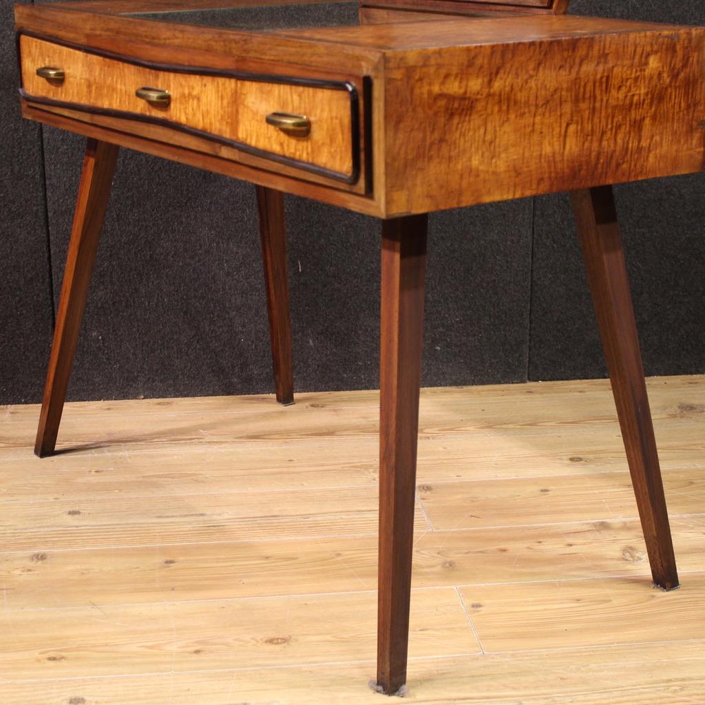 20th Century Wood Modern Italian Design Dressing Table Console with Mirror, 1970 en vente 1