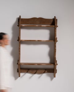 20th Century Wood Oak Wall Shelf with Scalloped Edge