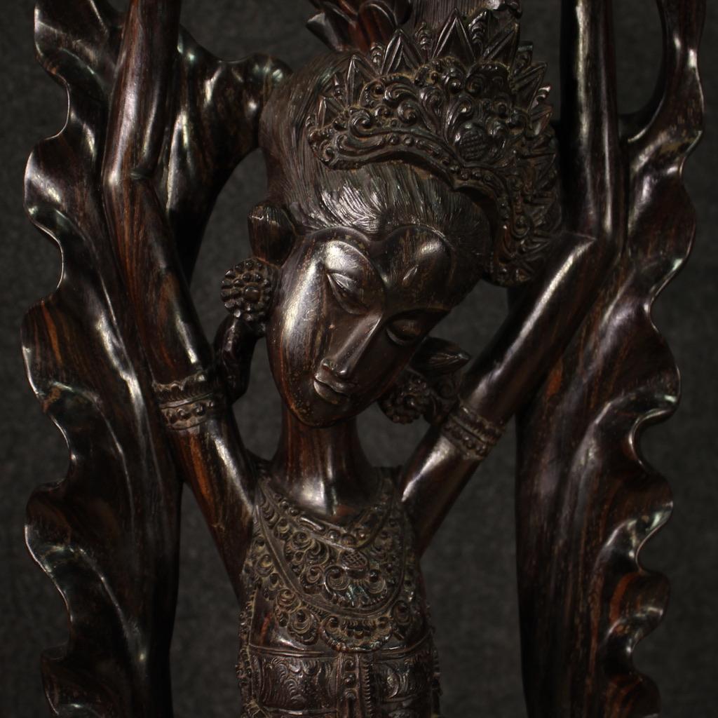 20th Century Wood Oriental Dancer Indonesian Sculpture, 1960s For Sale 5