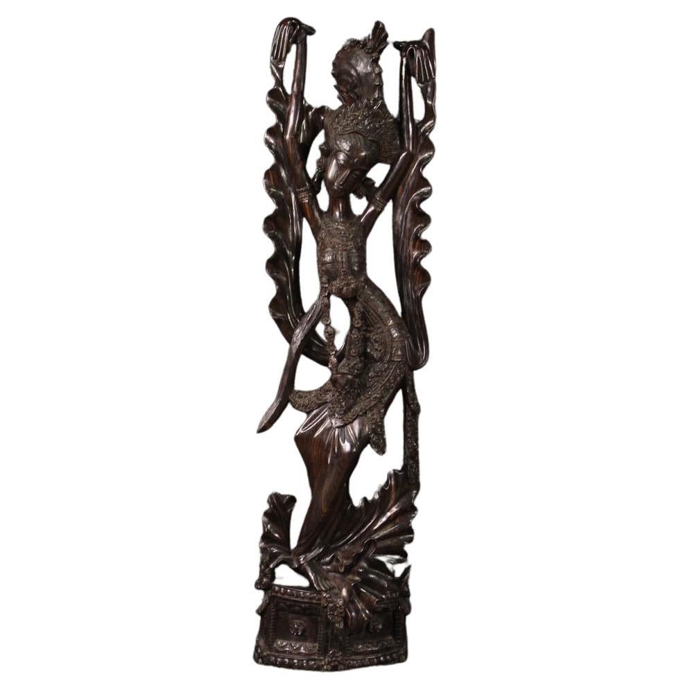 20th Century Wood Oriental Dancer Indonesian Sculpture, 1960s For Sale