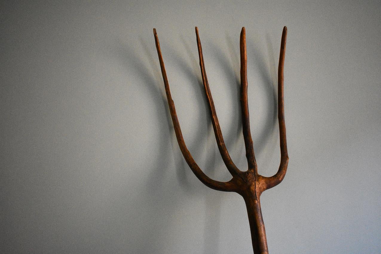 antique wooden pitchfork