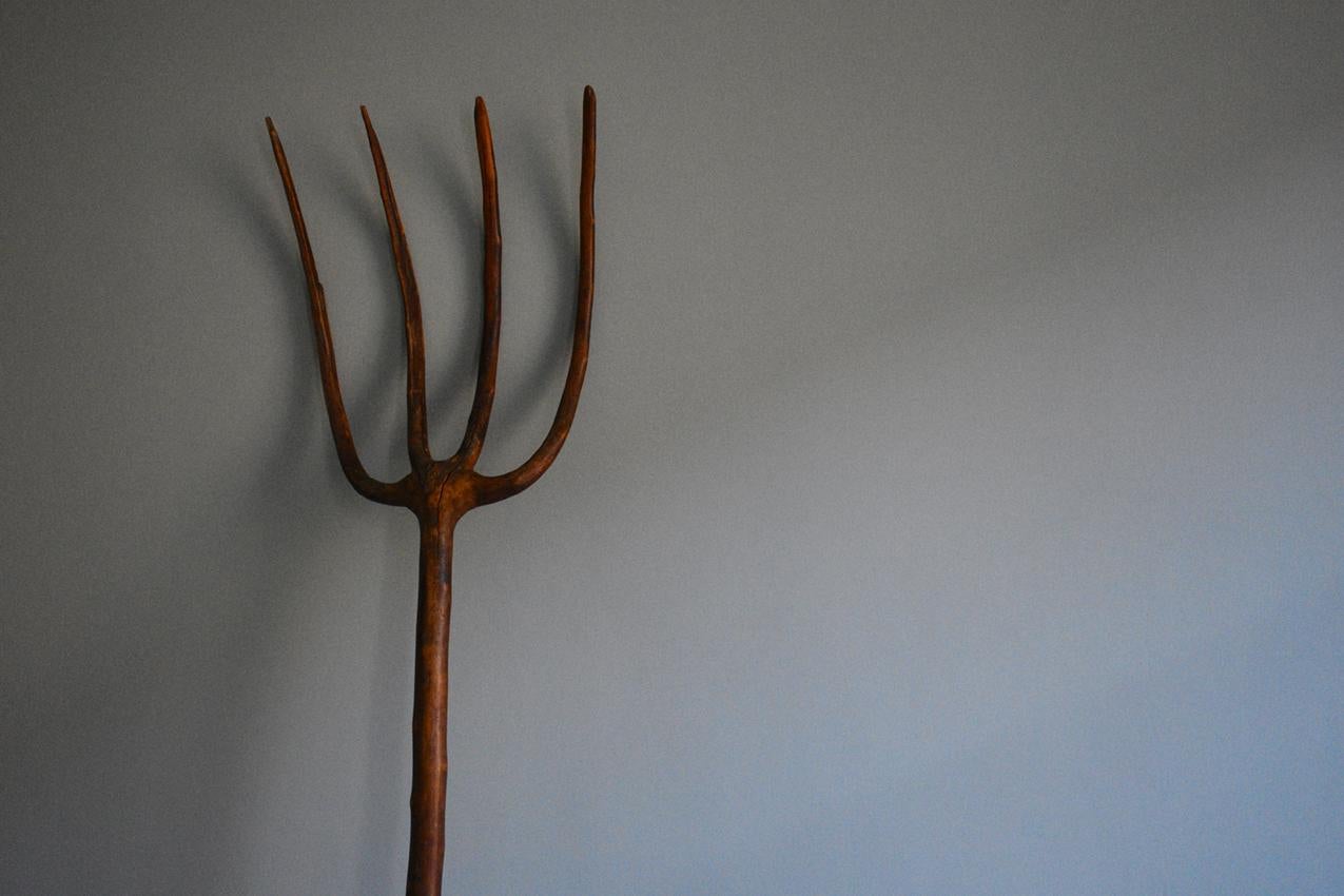 antique wooden pitchfork