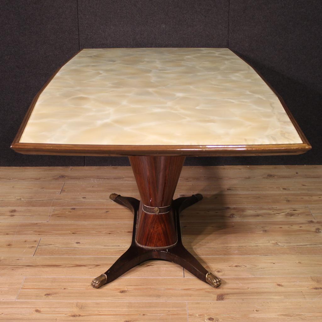 20th Century Wood with Glass Top Italian Dining Table Fratelli Rigamonti Desio In Good Condition For Sale In Vicoforte, Piedmont
