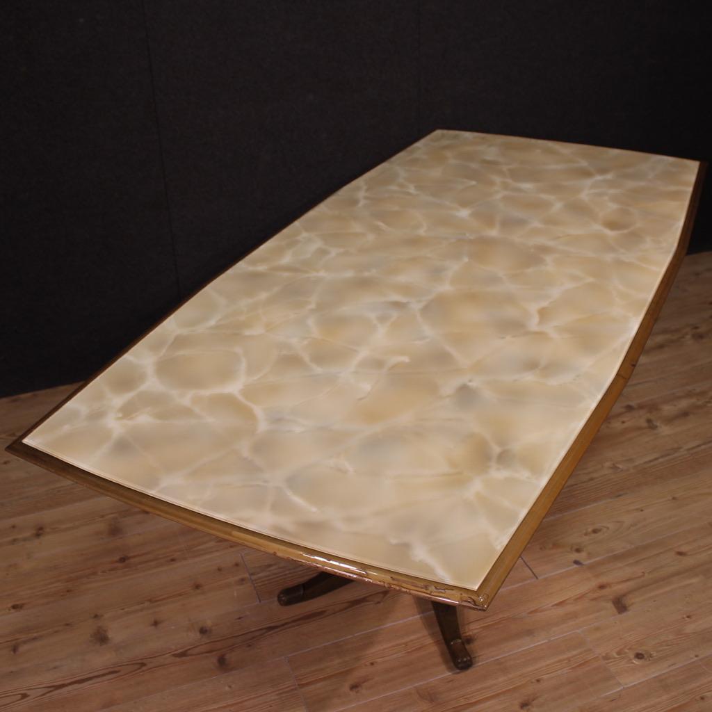 20th Century Wood with Glass Top Italian Dining Table Fratelli Rigamonti Desio For Sale 2