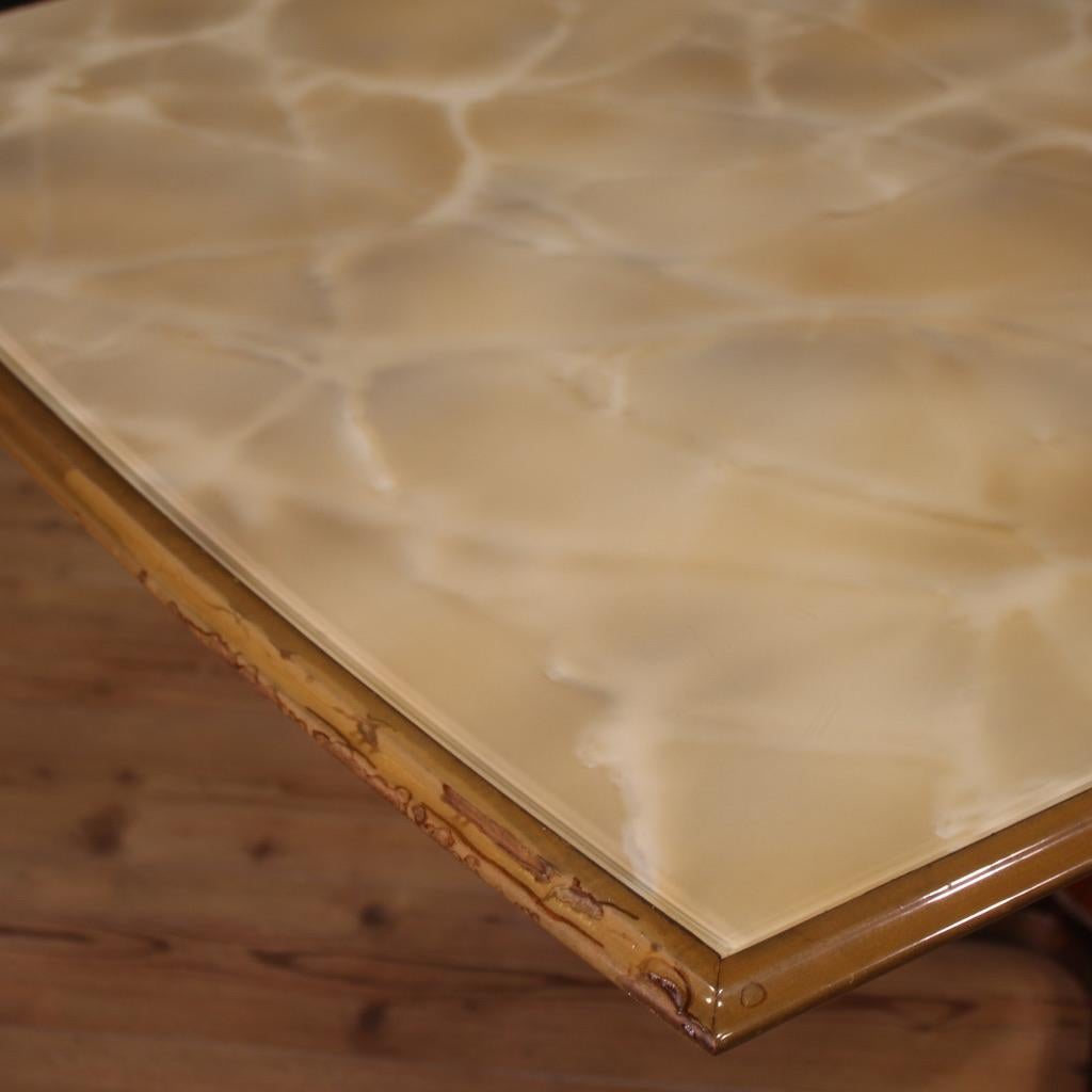 20th Century Wood with Glass Top Italian Dining Table Fratelli Rigamonti Desio For Sale 3