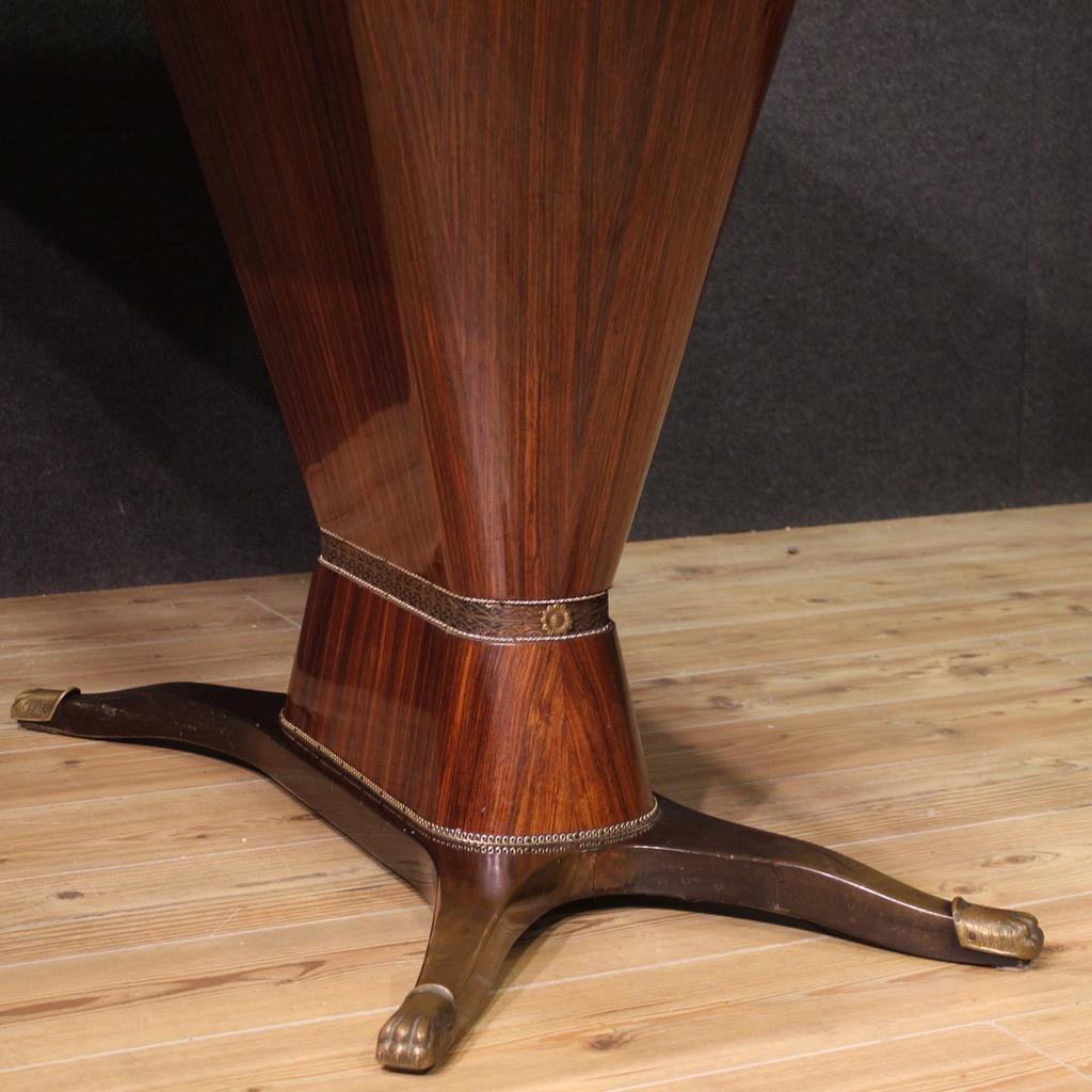 20th Century Wood with Glass Top Italian Dining Table Fratelli Rigamonti Desio For Sale 4