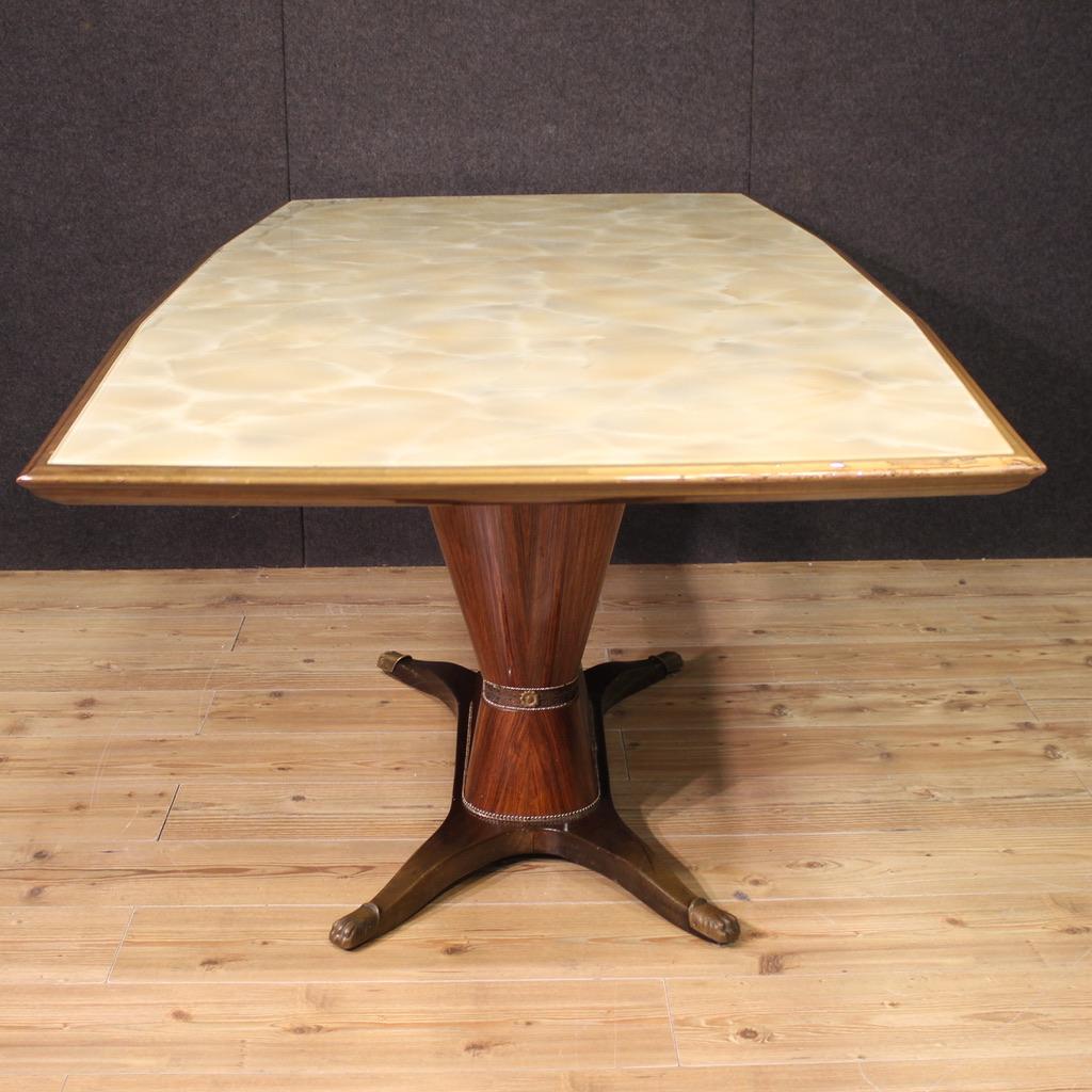 20th Century Wood with Glass Top Italian Dining Table Fratelli Rigamonti Desio For Sale 5