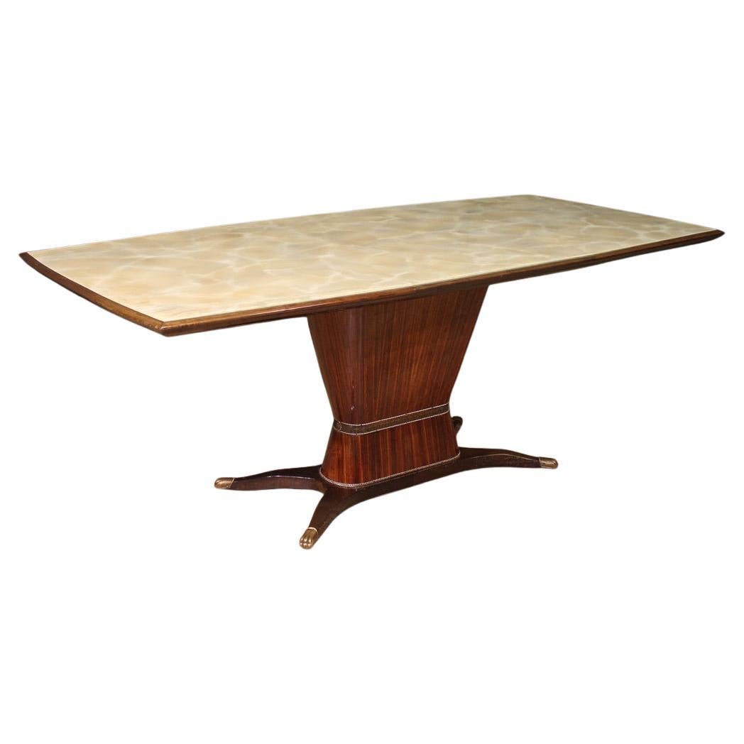 20th Century Wood with Glass Top Italian Dining Table Fratelli Rigamonti Desio