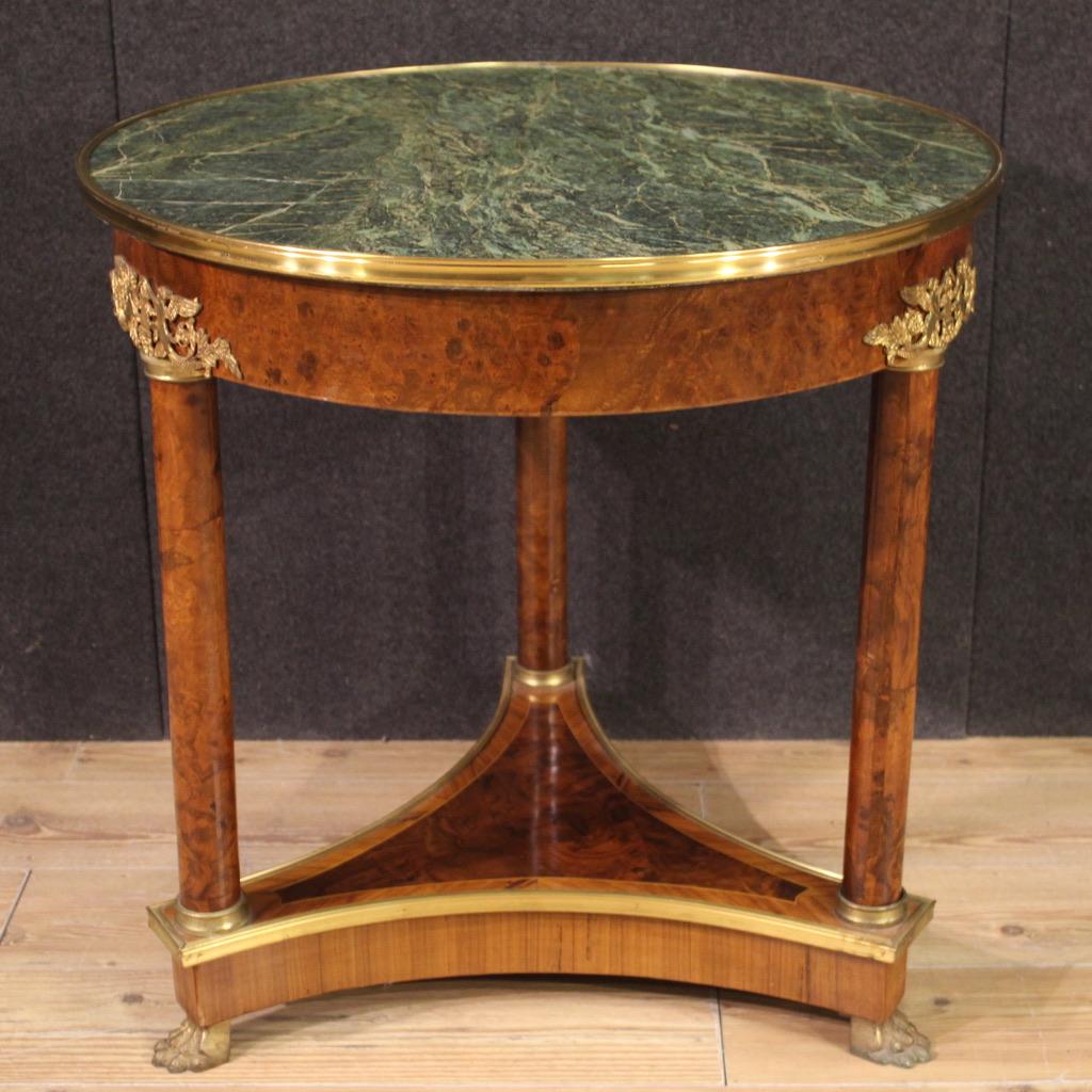 20th Century Wood with Marble Top Empire Style French Side Table, 1970 In Good Condition In Vicoforte, Piedmont