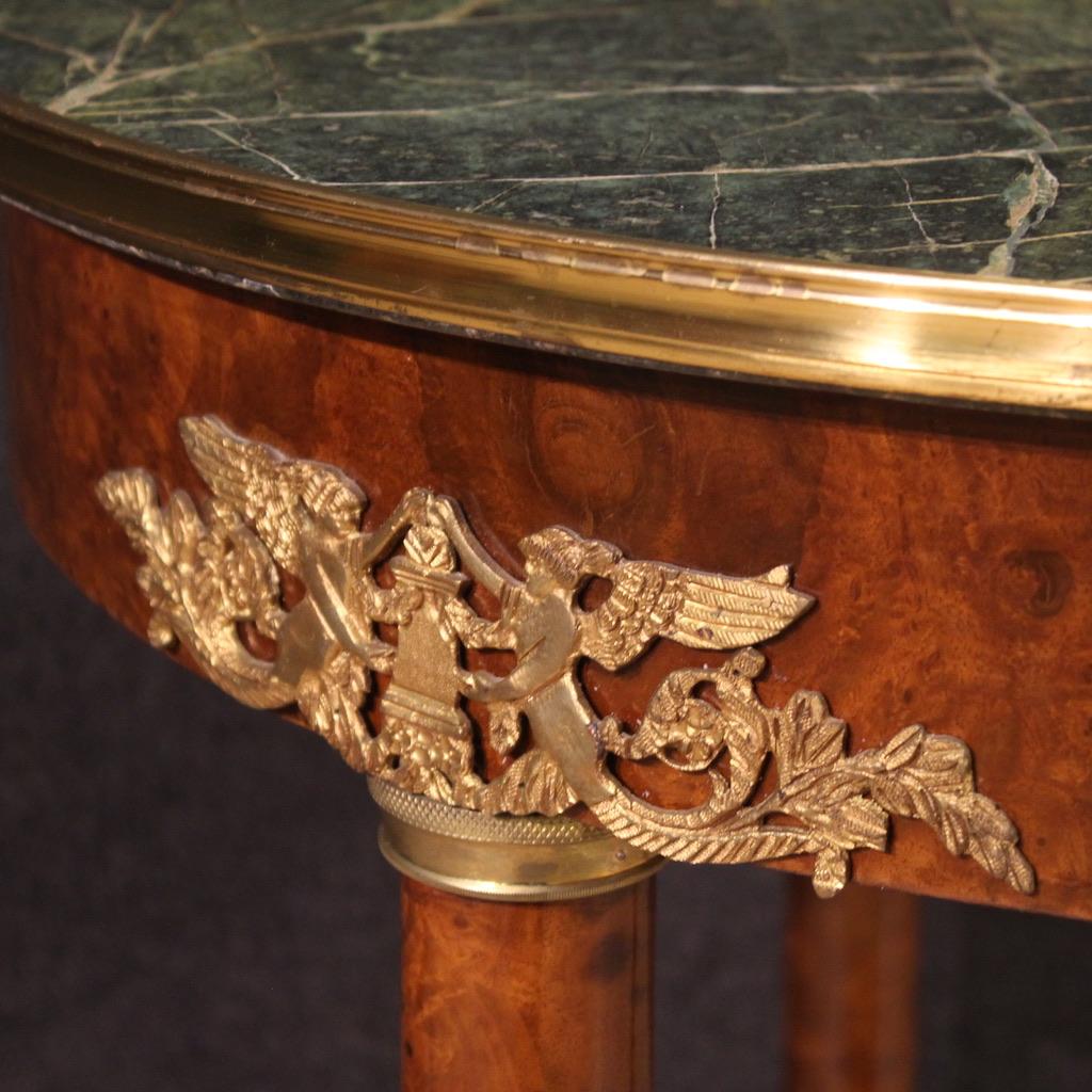 Late 20th Century 20th Century Wood with Marble Top Empire Style French Side Table, 1970