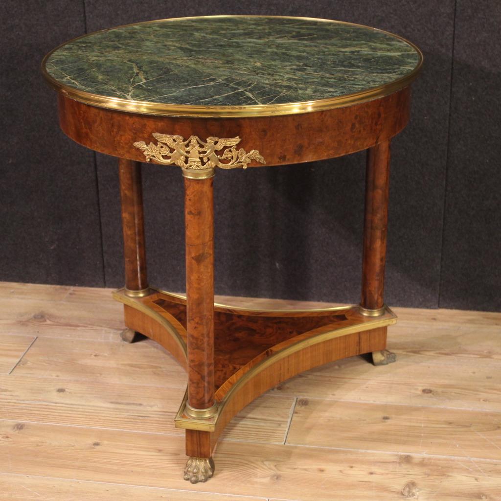 20th Century Wood with Marble Top Empire Style French Side Table, 1970 3