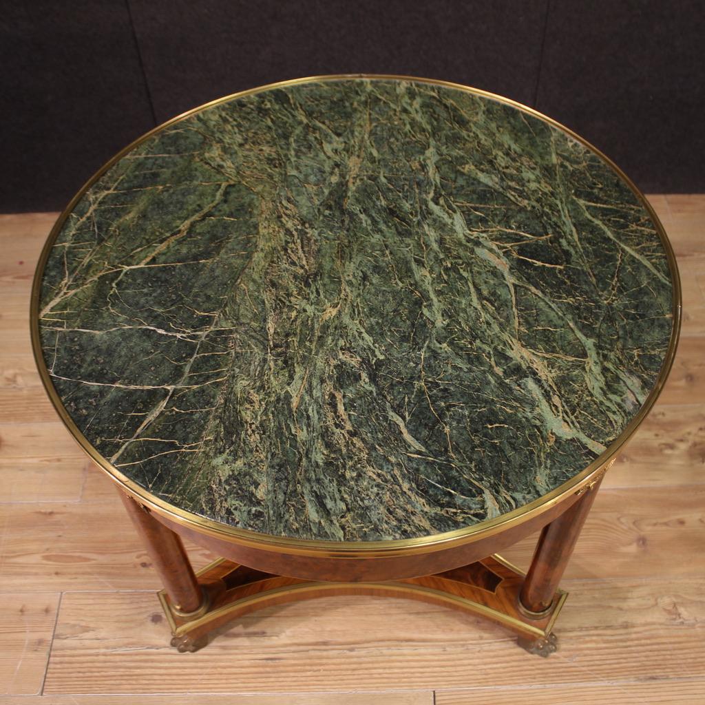 20th Century Wood with Marble Top Empire Style French Side Table, 1970 5