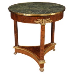 20th Century Wood with Marble Top Empire Style French Side Table, 1970s