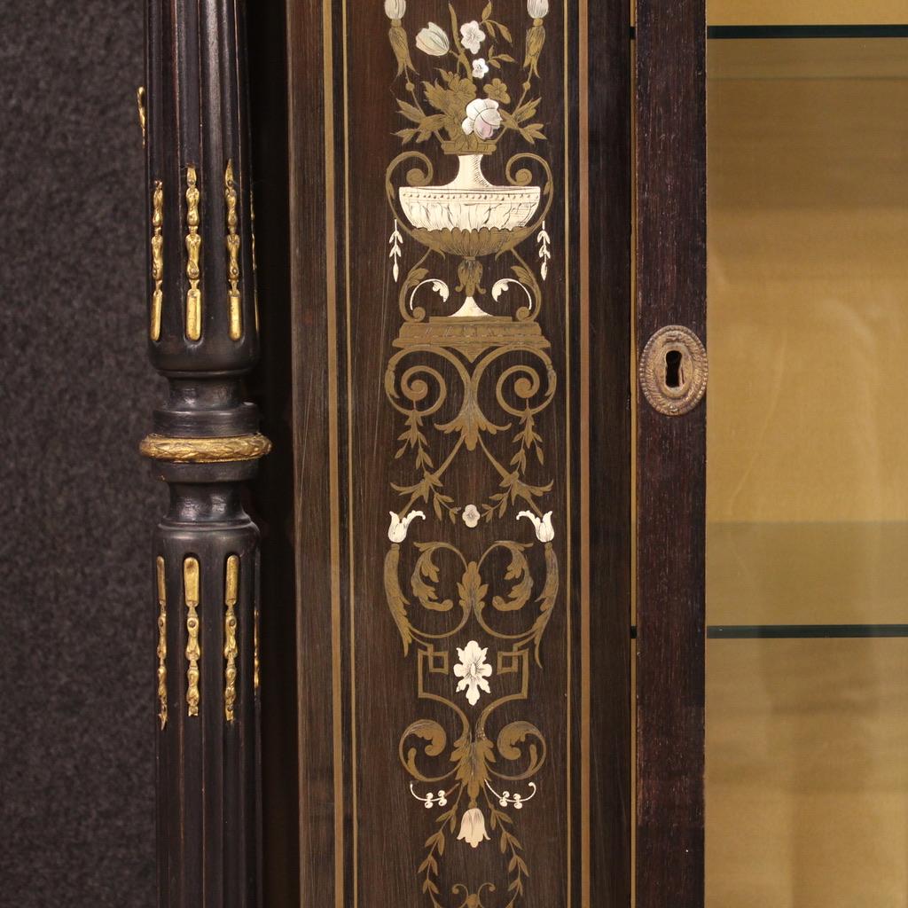 Napoleon III 20th Century Wood with Marble Top French Boulle Style Display Cabinet, 1920