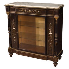 20th Century Wood with Marble Top French Boulle Style Display Cabinet, 1920