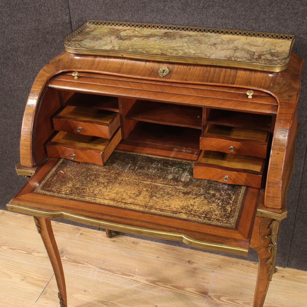 20th Century Wood with Marble Top French Napoleon III Roll-Top Bureau, 1870 1