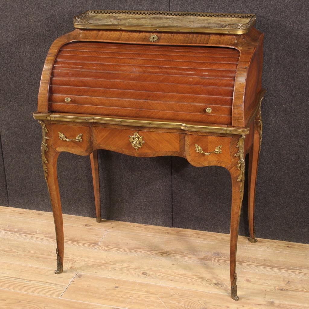 20th Century Wood with Marble Top French Napoleon III Roll-Top Bureau, 1870 4