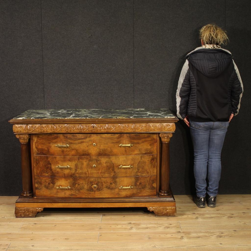 Italiano 20th Century Wood with Marble Top Italian Empire Style Dresser, 1960 in vendita