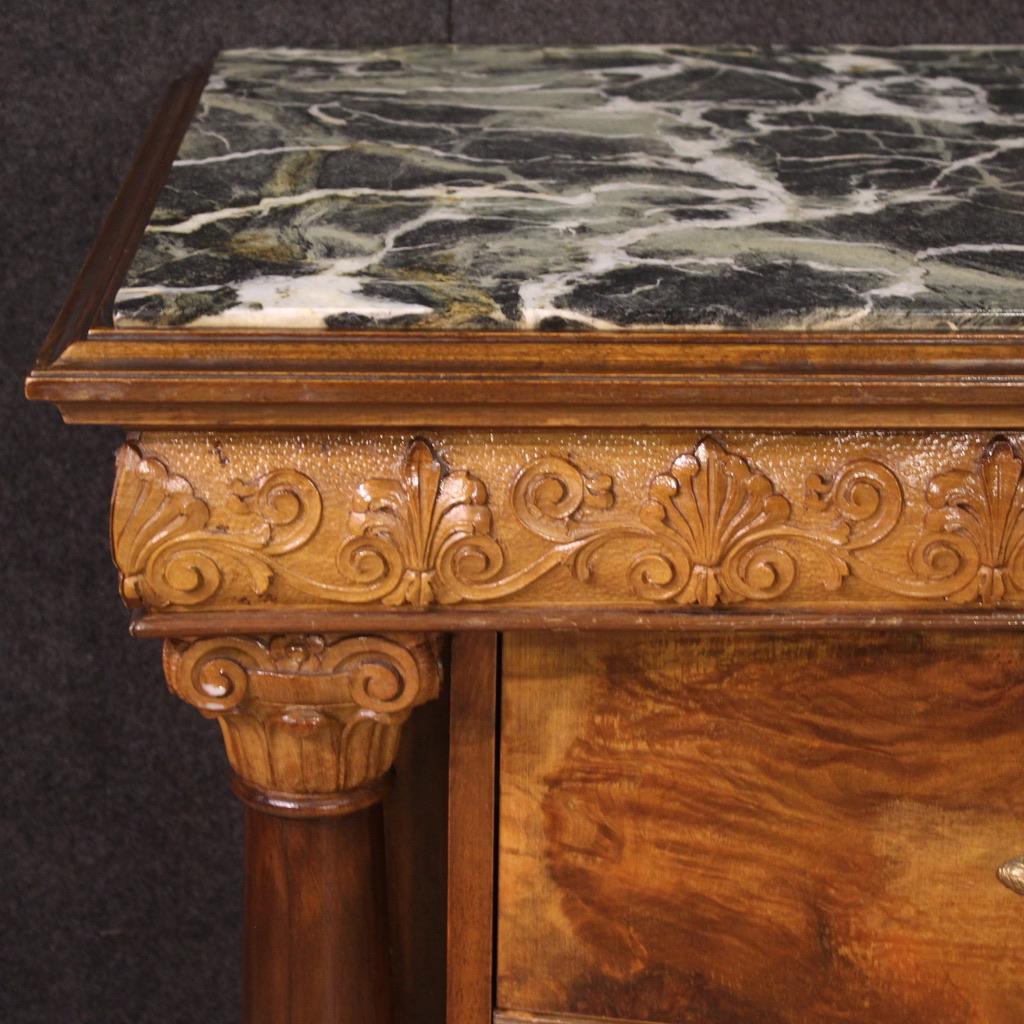 20th Century Wood with Marble Top Italian Empire Style Dresser, 1960 In condizioni buone in vendita a Vicoforte, Piedmont