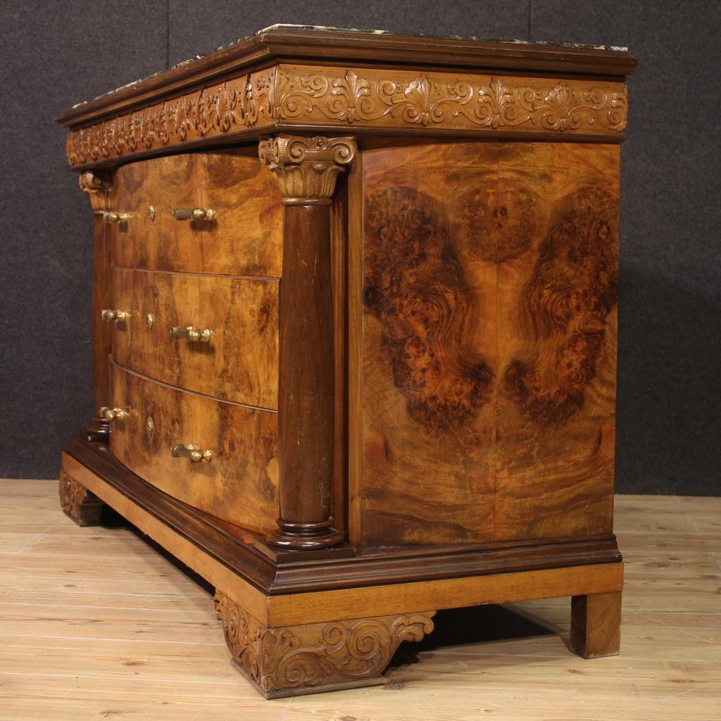 Metà XX secolo 20th Century Wood with Marble Top Italian Empire Style Dresser, 1960 in vendita
