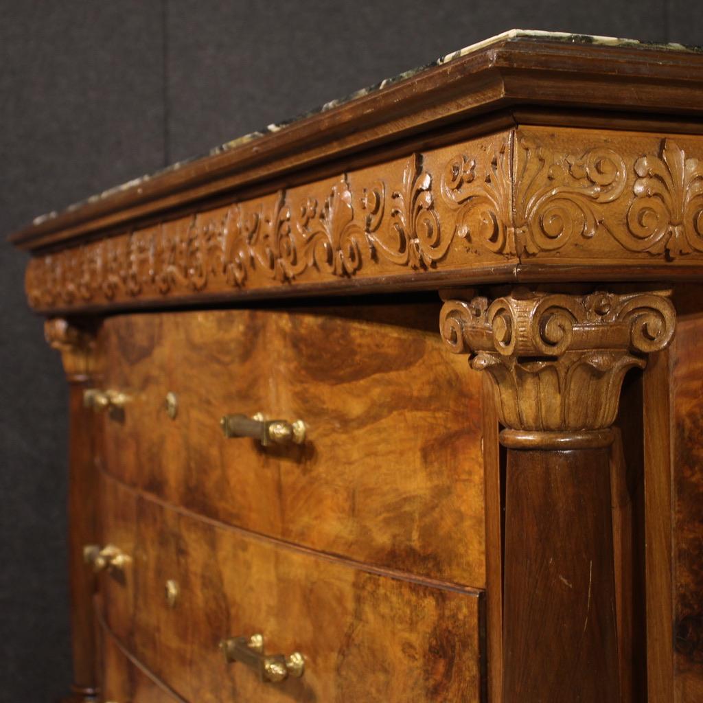 Marmo 20th Century Wood with Marble Top Italian Empire Style Dresser, 1960 in vendita