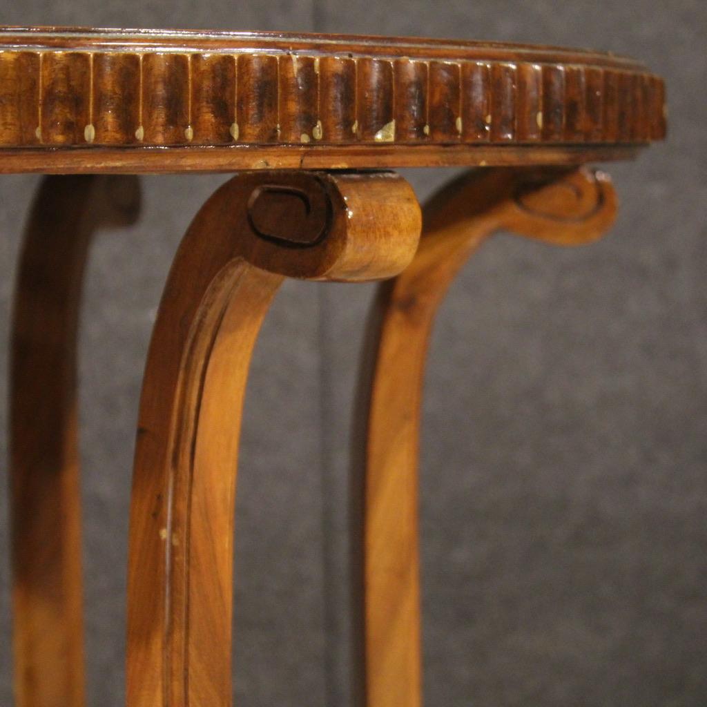 20th Century Wood with Marble Top Italian Round Side Table, 1970 4