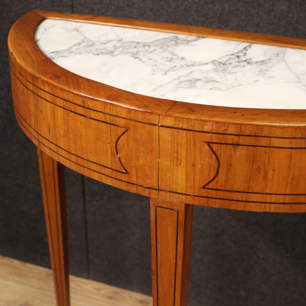 20th Century Wood with Marble Top Louis XVI Style Console Table, 1950 For Sale 5