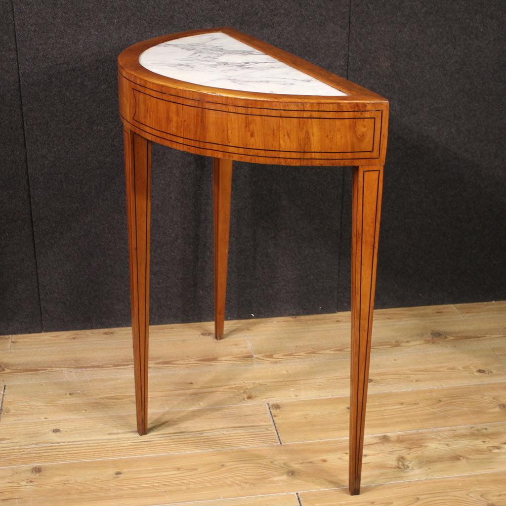 20th Century Wood with Marble Top Louis XVI Style Console Table, 1950 In Good Condition For Sale In Vicoforte, Piedmont