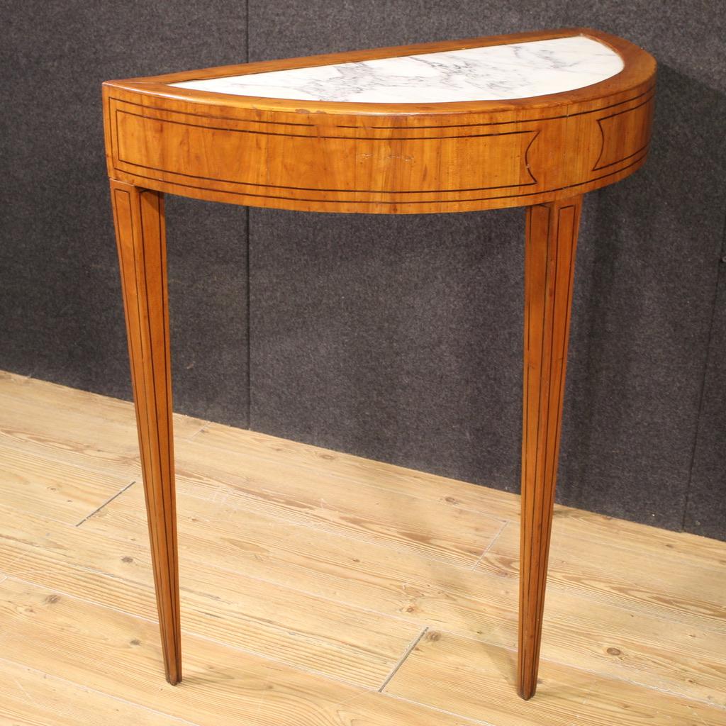 20th Century Wood with Marble Top Louis XVI Style Console Table, 1950 For Sale 2