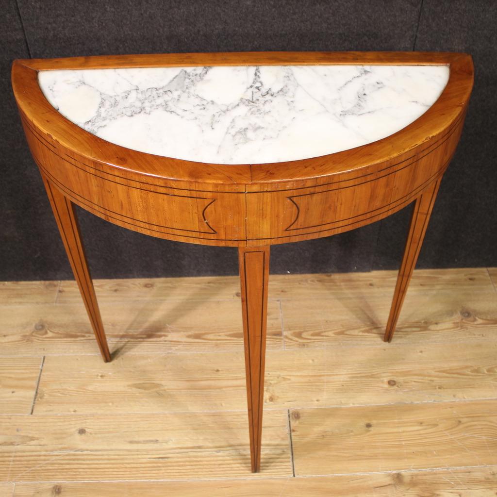 20th Century Wood with Marble Top Louis XVI Style Console Table, 1950 For Sale 4