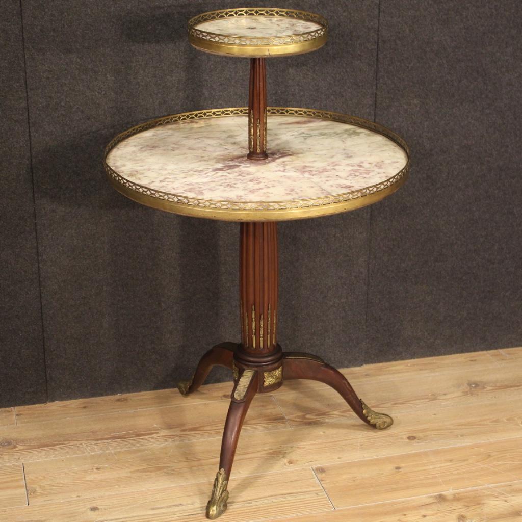 table d'appoint française ronde en bois et marbre, 20e siècle Guéridon, 1920 en vente 6