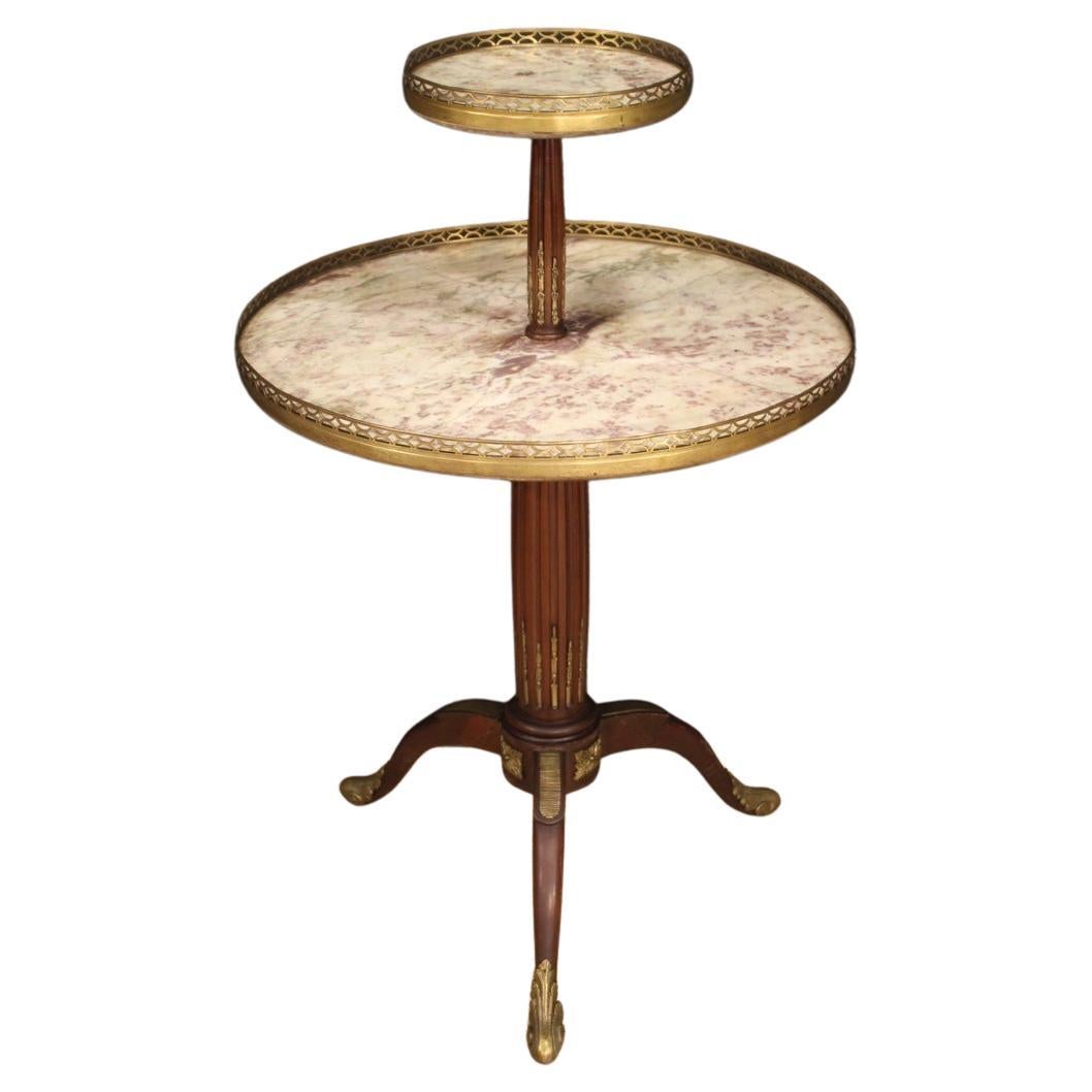 20th Century Wood with Marble Top Round French Side Table Gueridon, 1920