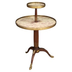 20th-Century Wood and Marble-Topped French Side Table and Etagere, 1920
