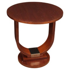 table basse en bois et décorations métalliques du 20e siècle, design italien, 1970