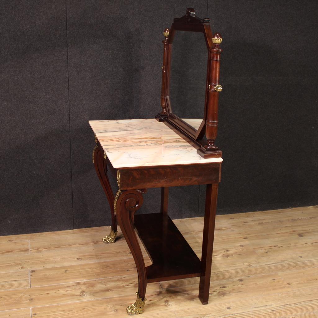 table de toilette en bois avec plateau en onyx du 20e siècle, style Empire français, années 1920 en vente 2