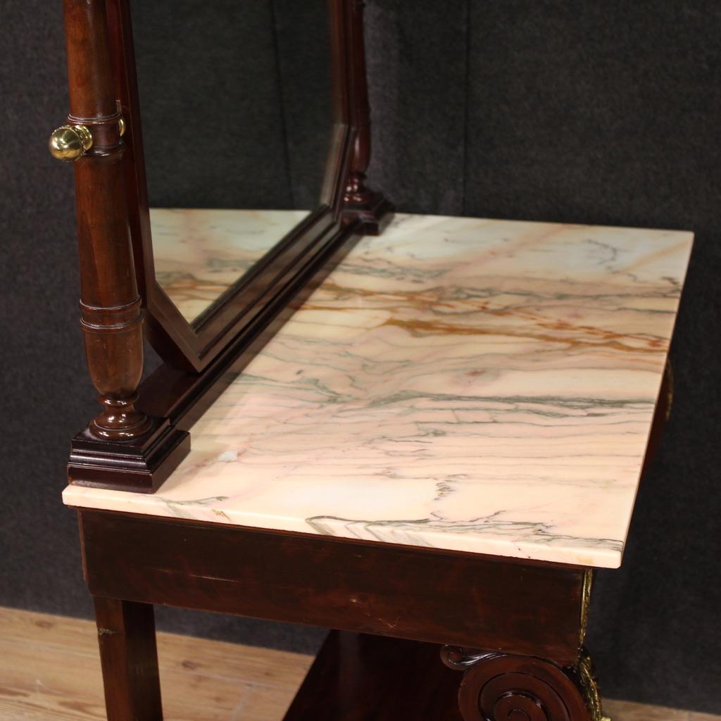 table de toilette en bois avec plateau en onyx du 20e siècle, style Empire français, années 1920 en vente 3