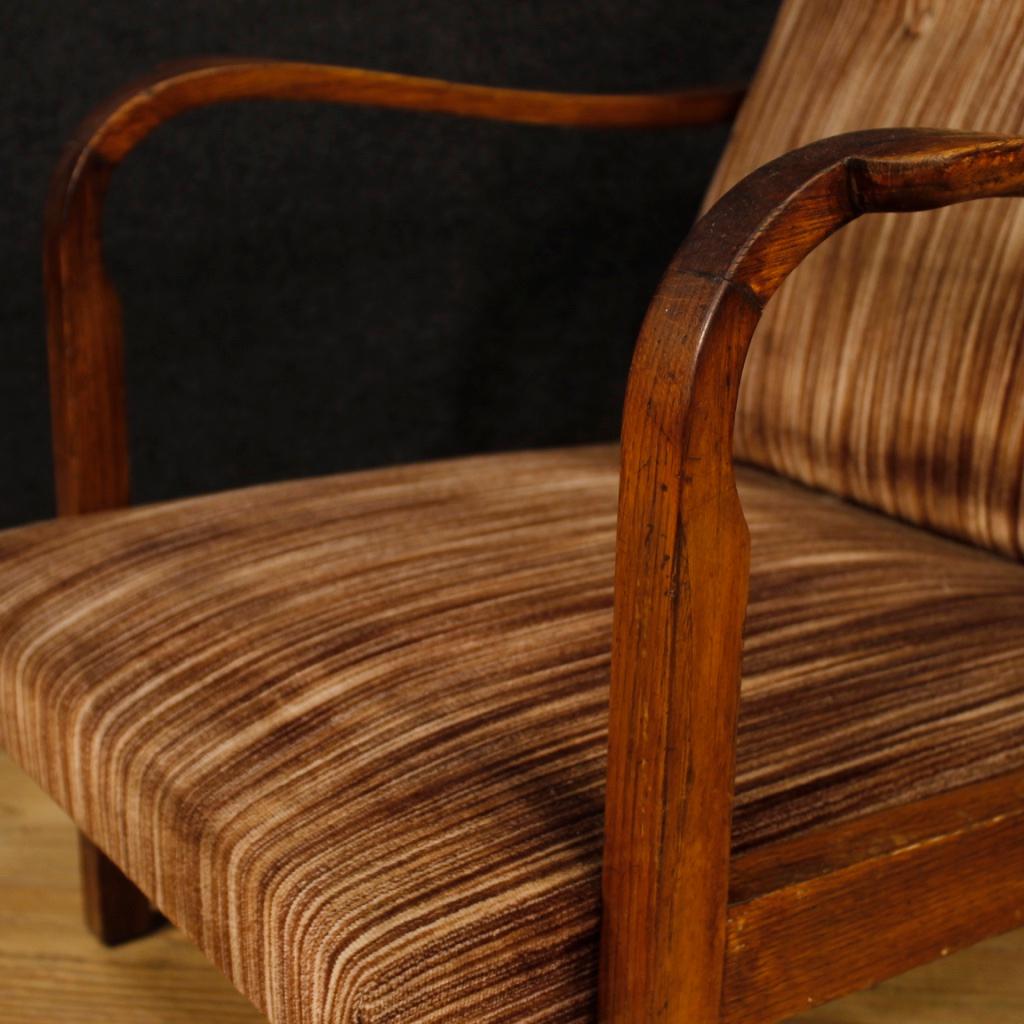 Pair of 20th Century Wood with Stripped Fabric Italian Design Armchairs, 1970 2
