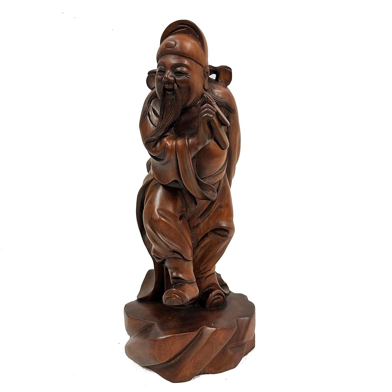 Boxwood 20th Century Wooden Carved Eight Immortals Statues For Sale