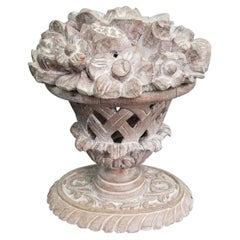 20th Century Wooden Carved Floral Centerpiece, Custom Painted