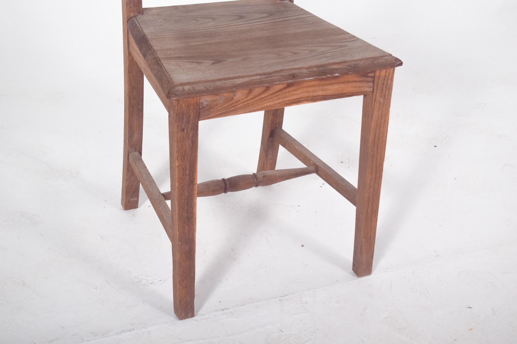 Portuguese 20th Century Wooden Chair with Wavy Horizontal Crossbars For Sale