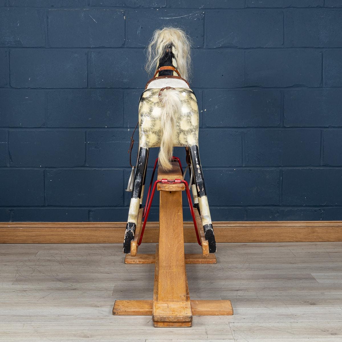 British 20th Century Wooden Childs Rocking Horse By Collinson, England c.1930 For Sale