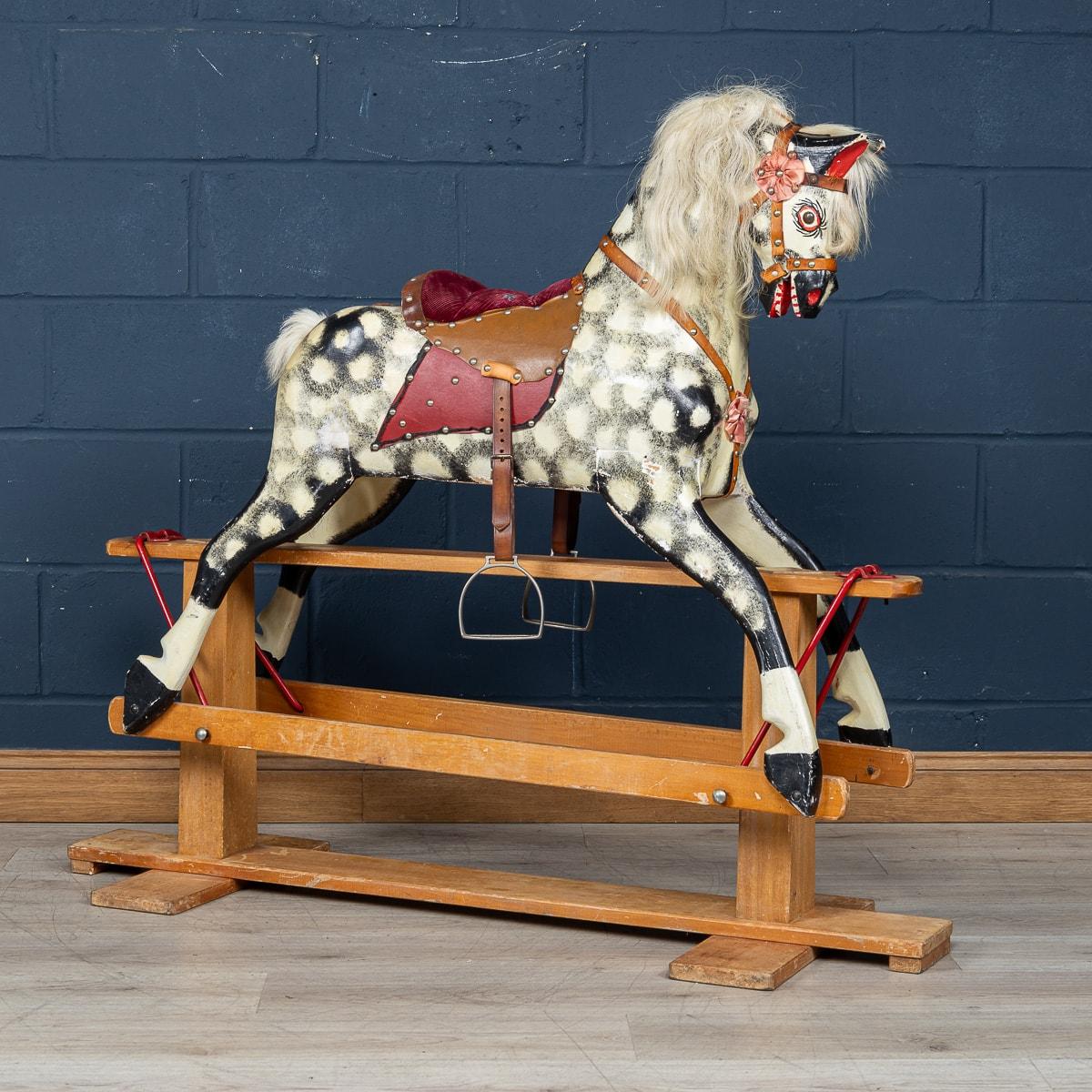 Mid-20th Century 20th Century Wooden Childs Rocking Horse By Collinson, England c.1930 For Sale