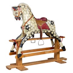 Retro 20th Century Wooden Childs Rocking Horse By Collinson, England c.1930